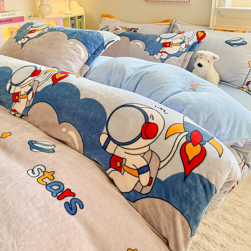 2025 nuevo edredón de seda de leche de una sola pieza de invierno cálido coral 150x200x230 edredón