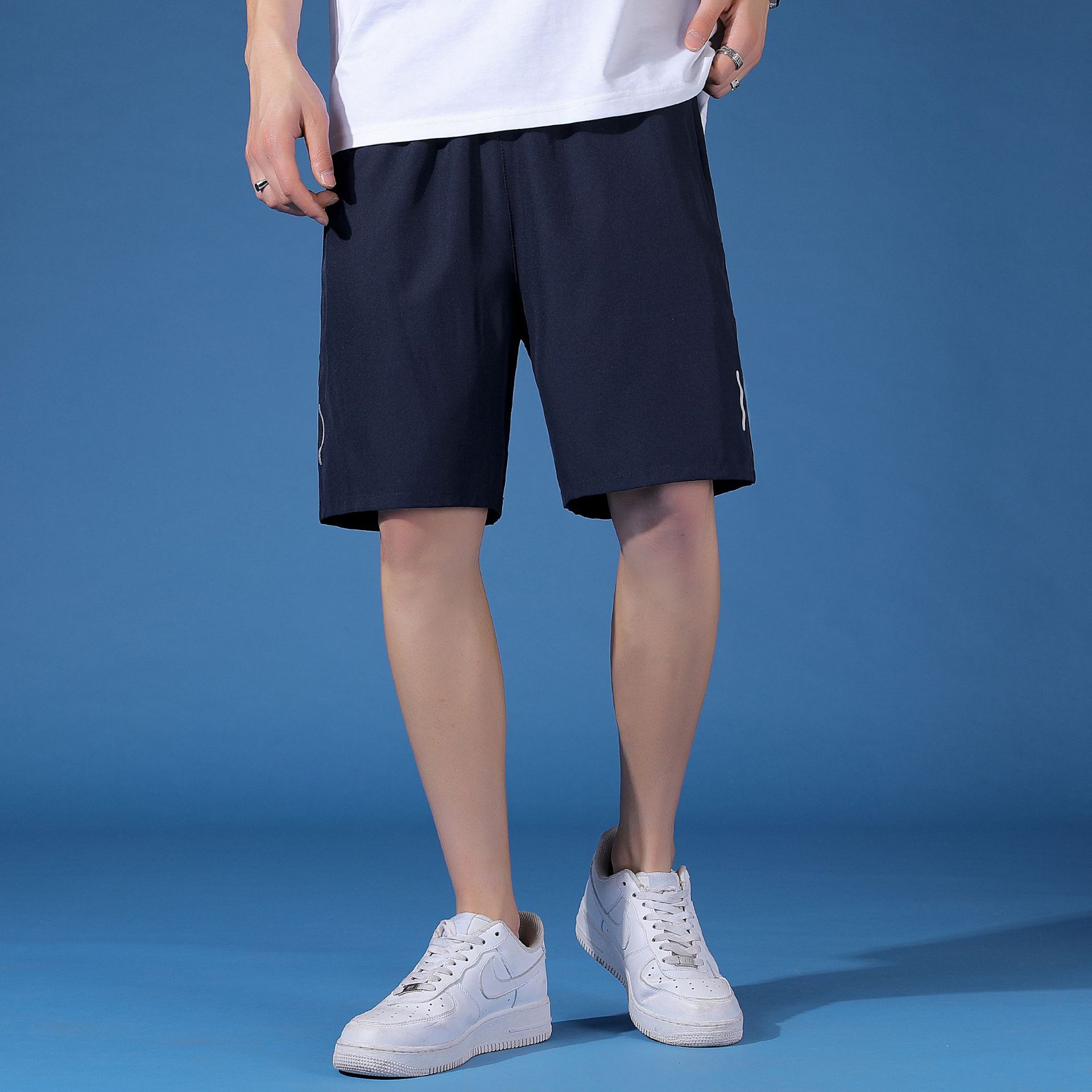 2023 Summer New Arrival Shorts Men's Solid Color Casual Sports Style Zipper Pants Loose Casual Pants Quick-drying Ice
