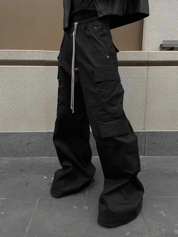2024 New American Style High Street RO Style Wide Leg Cordless Pants Men's Trendy Brand Dark Multi-Pocket Trailing Trumpet Pants 2024 New American Style High Street RO Style Wide Leg Cordless Pants Men's Trendy Brand Dark Multi-Pocket Trailing Trumpet Pants