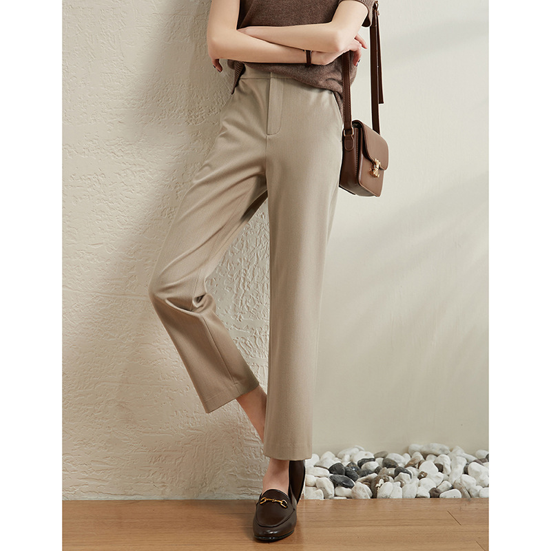 Gray Gray Suit Trousers for Small Women, Straight Leg, Slim and Drapey, New Wide-Leg Trousers, High-Waisted Cigarette Trousers