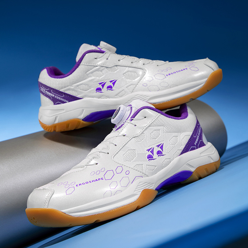 Cross-Border New Model Table Tennis and Badminton Shoes, Mesh Breathable Men's and Women's Sports Shoes, Non-Slip, Wear-Resistant, Rotating Buckle Volleyball Shoes for Men