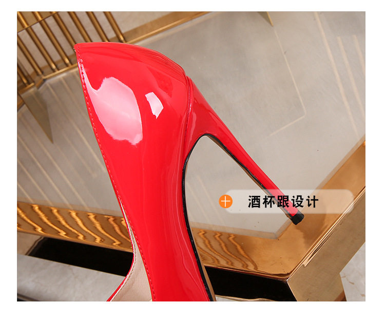 Giày cao gót nữ mũi nhọn gót 12 cm cỡ lớn — Màu hồng, Màu mơ, Màu trắng, Màu Đen Đế Đỏ chi tiết 9