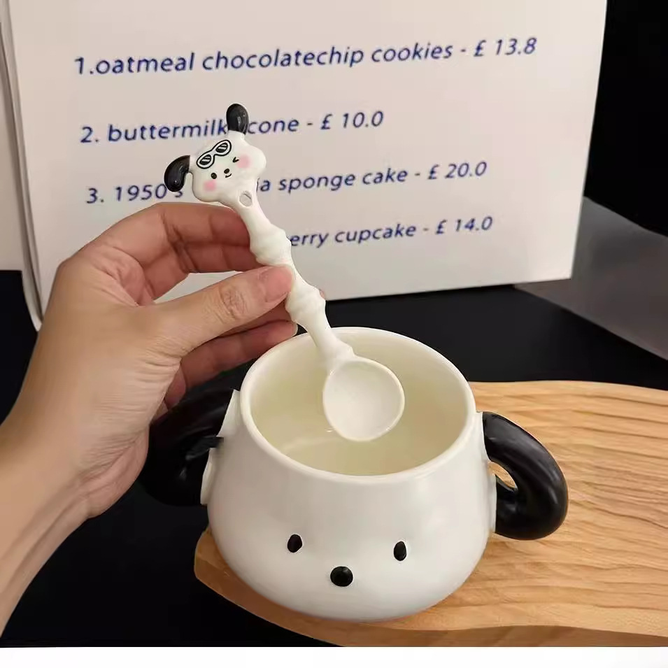 Creativo lindo caricatura perro taza de agua de cerámica de doble oreja taza de café de forma de animal simple y interesante regalo