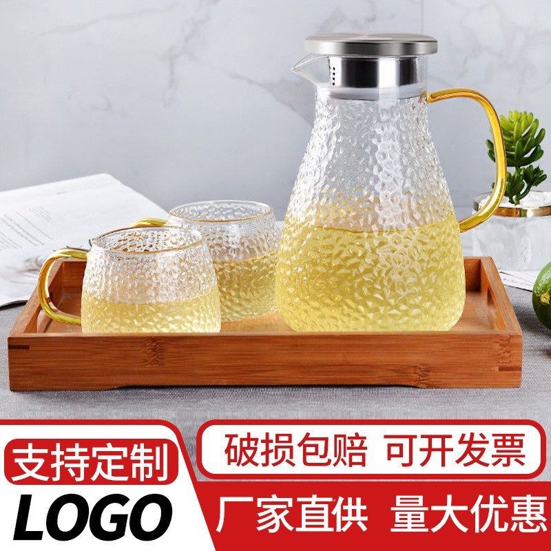 Regalos de apertura personalizados de gran capacidad de vidrio hervidor de vidrio conjunto de vaso de Año Nuevo caja de regalo práctica a mano