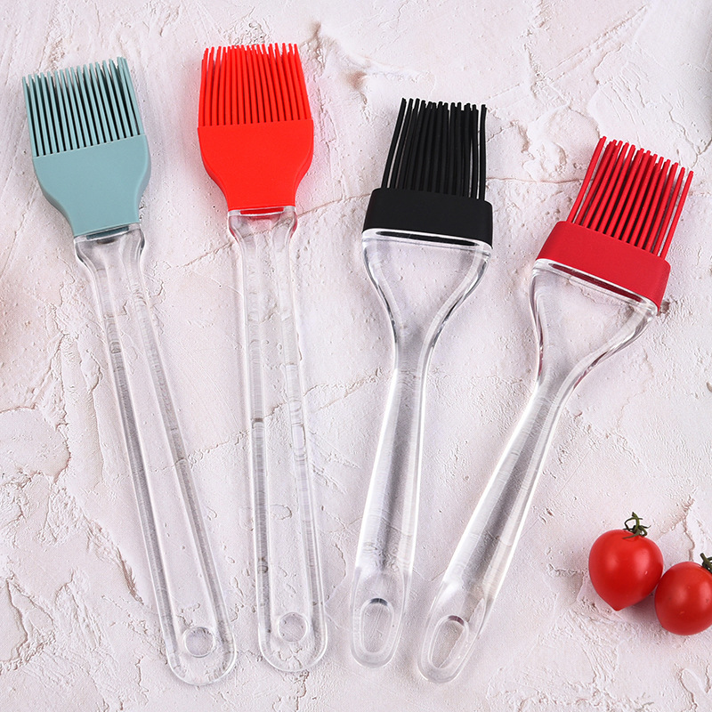 Herramientas de horneado mango transparente separación cepillo de silicona barrido de pelo cepillo de barbacoa fábrica de stock