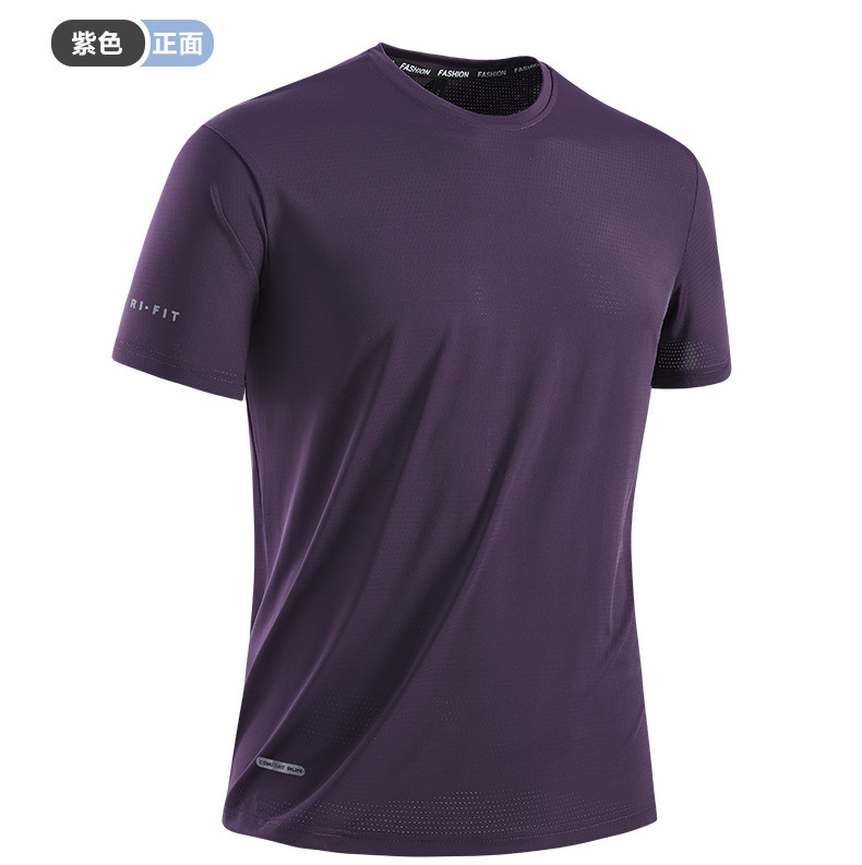 Short-Sleeved T-Shirt Men's Summer Ice Silk Quick-Drying Breathable Elastic Sports Fitness T-Shirt Running Casual Large Size Top Short-Sleeved T-Shirt Men's Summer Ice Silk Quick-Drying Breathable Elastic Sports Fitness T-Shirt Running Casual Large Size Top