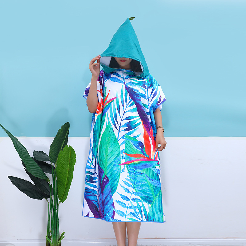 Adult Wearable Bath Towel for Men and Women, Absorbent, Fashionable, Super Swimming, Fine Fiber, Digital Printed Beach Towel, Hooded Cloak