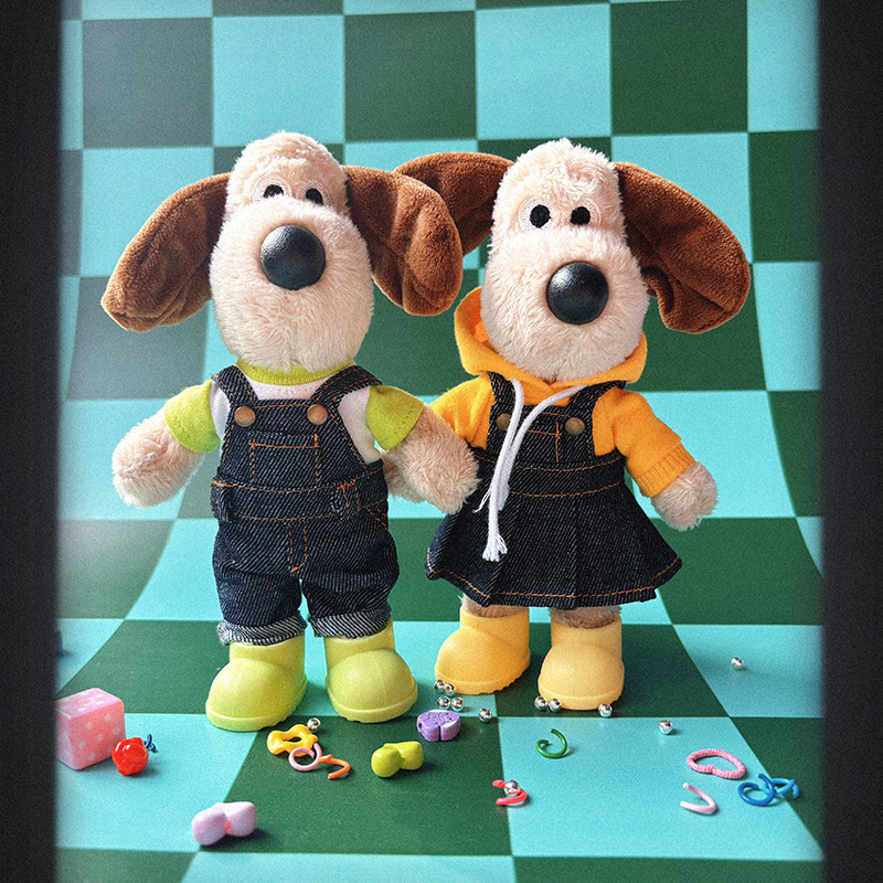 Only Clothes Plush Toy Doll Bear Dress up Denim Jumpsuit Overalls Keychain Bear Clothes Cuffed Pants