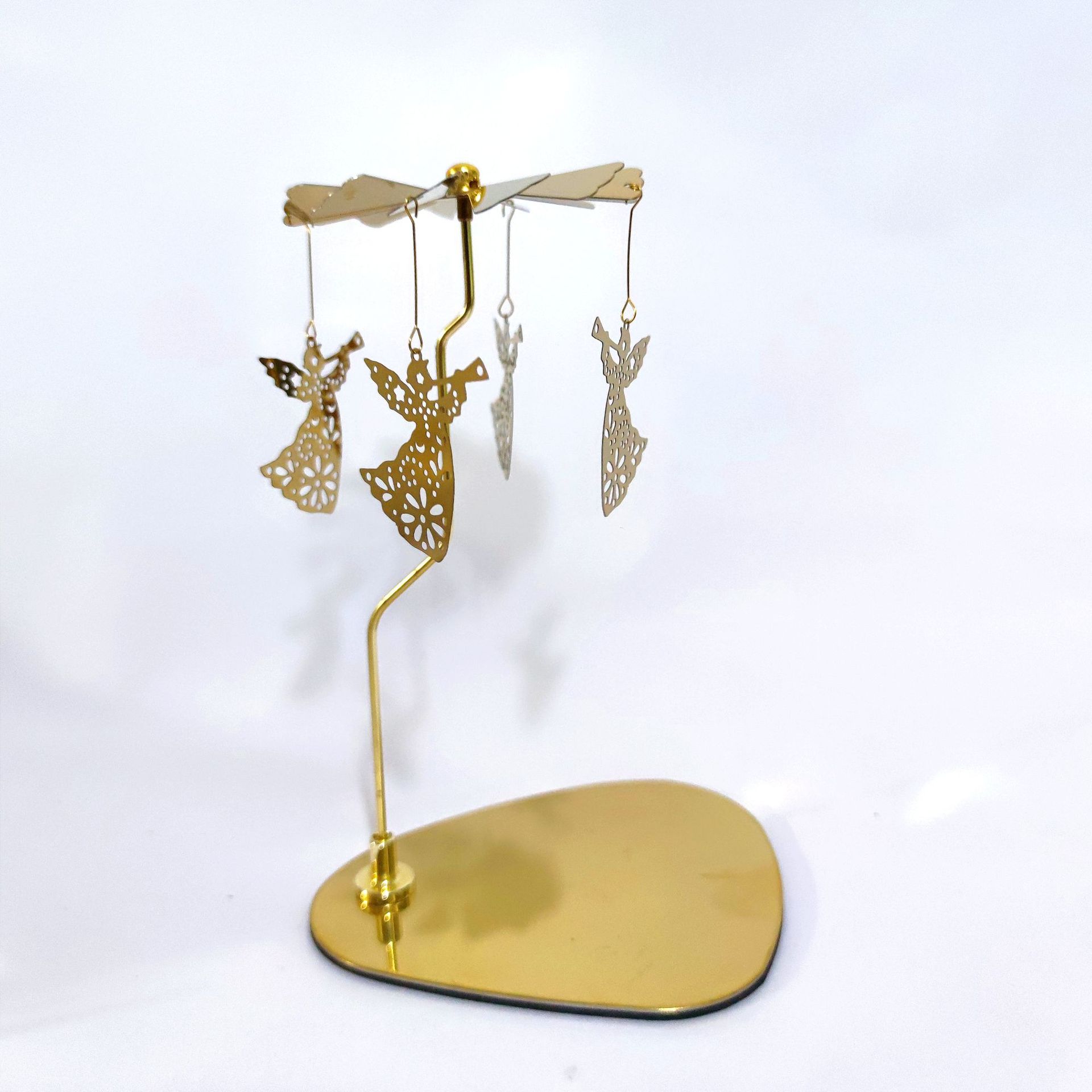 Amazon ins doles Acero inoxidable triángulo redondo bandeja giratoria candelabro aromaterapia vela linterna romántica