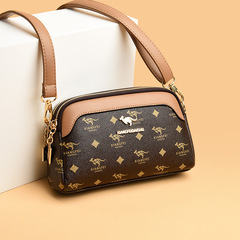 跨境中年女包2023新款媽媽包韓版單肩斜挎包大氣女士拼接小方包潮