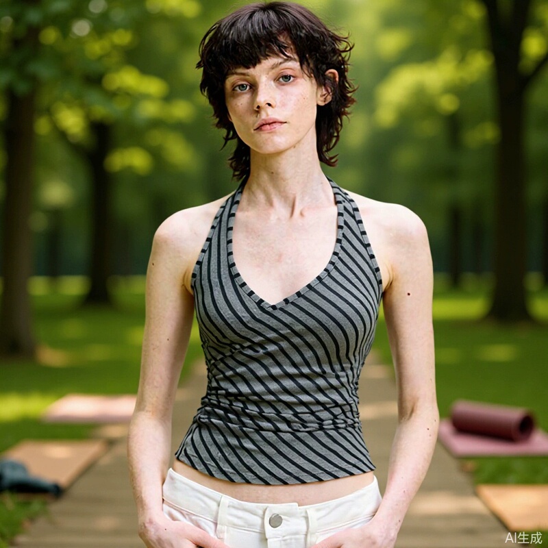 New European and American Style Sports Yoga Wear, Black and White Diagonal Striped V-Neck Sports Halter Top for Outerwear