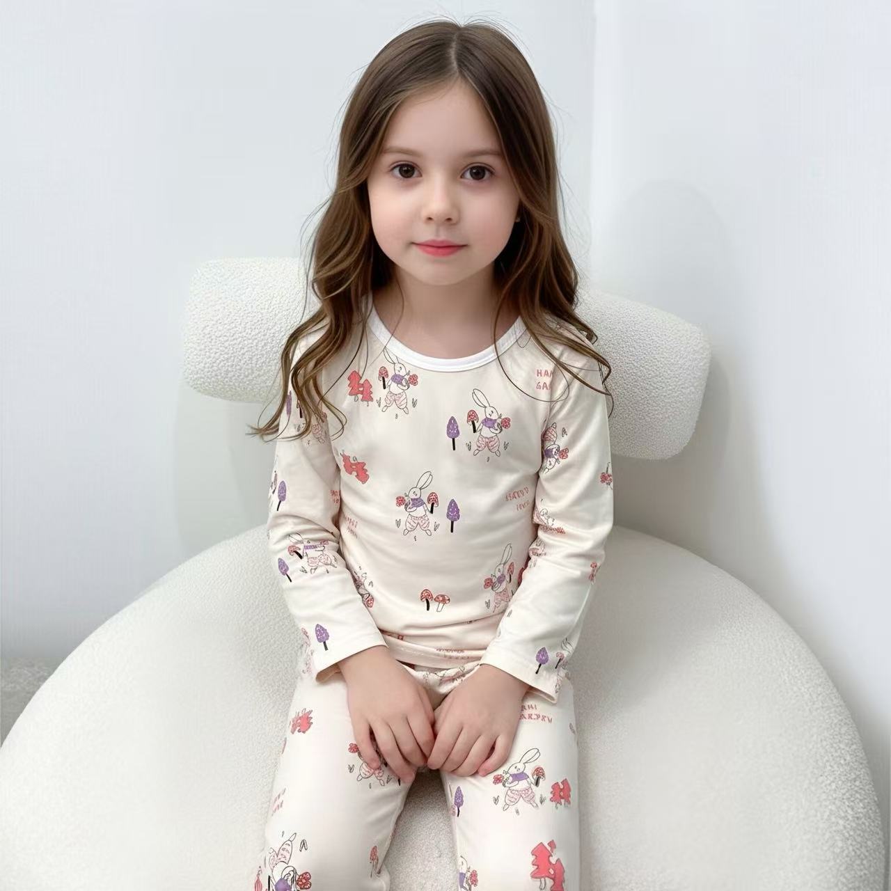 Primavera nueva chaqueta de otoño infantil set de pantalones de otoño Lyca delgada ropa interior para niños niñas sin hueso set de ropa interior