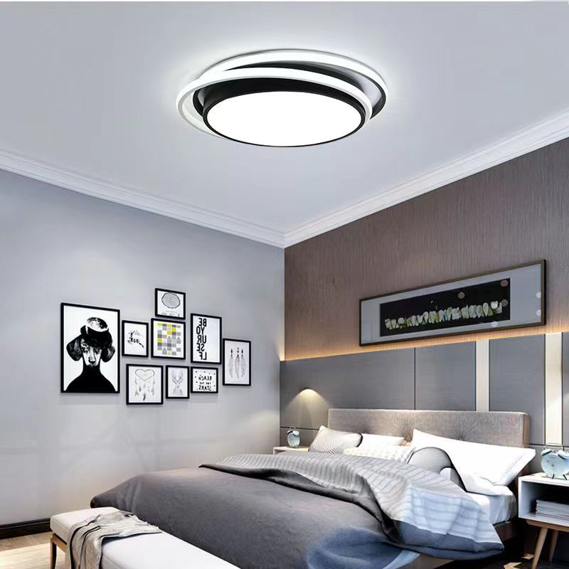 LED Simple Modern Atmospheric Rectangular Flush Mount Ceiling Lamp for Bedroom Living Room Dining Room with Nordic Black Style
