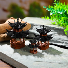 造景小凉亭摆件书房假山水陆缸鱼缸微景观庭院盆景中式古建筑模型