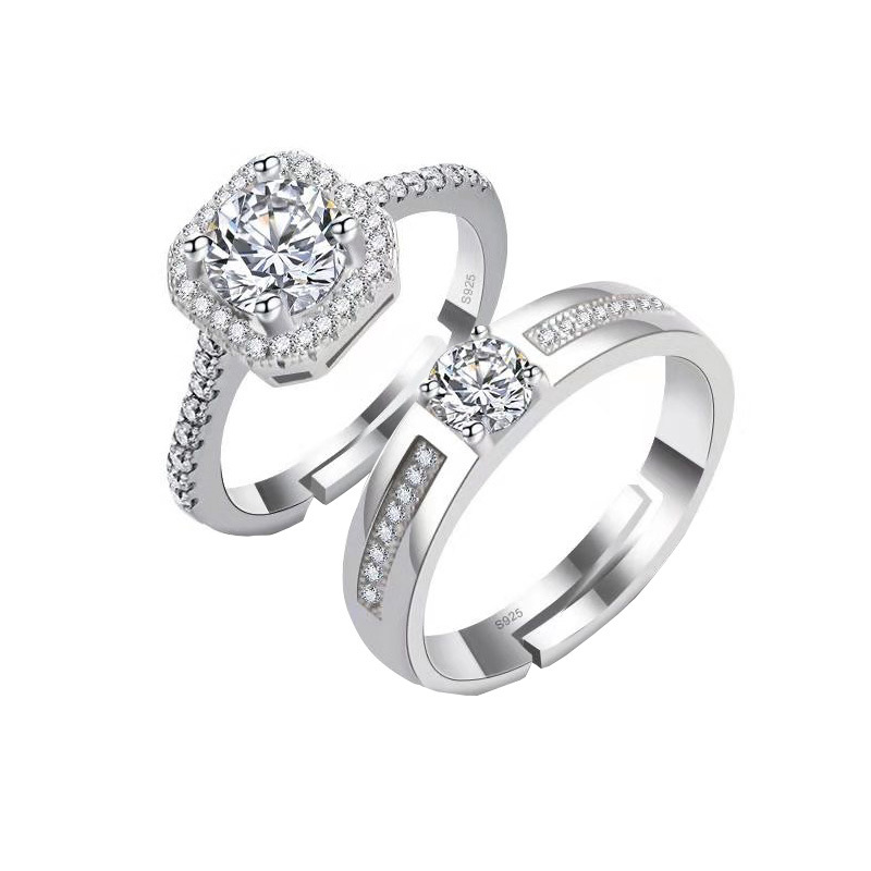 Ceremony Internet Celebrity Wedding Ring Wedding recommend Explosions High Color Value Diamond Ring for Lovers with Simulation Flash Fades