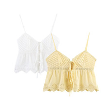 2025夏季新款女装 欧美风时尚简约百搭刺绣吊带上衣S33-9504