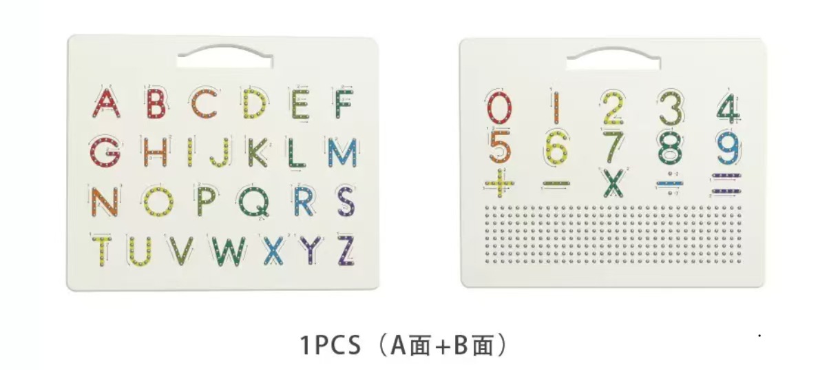 Pizarra magnética alfanumérica, pizarra de dibujo magnética con bolas de acero, juguetes educativos creativos, venta directa del fabricante, exportada a Europa y Estados Unidos