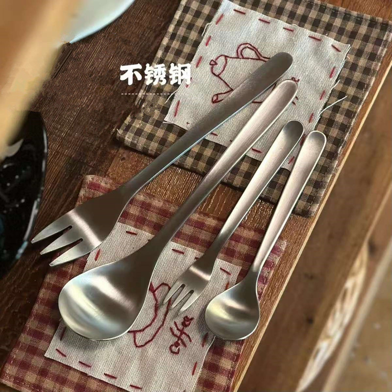 High-Quality 304 Stainless Steel Sandblasted Spoon, Japanese-Style Main Course Spoon, Fork, Soup Spoon, Rice Spoon, Dessert Spoon, Cake and Fruit Fork High-Quality 304 Stainless Steel Sandblasted Spoon, Japanese-Style Main Course Spoon, Fork, Soup Spoon, Rice Spoon, Dessert Spoon, Cake and Fruit Fork