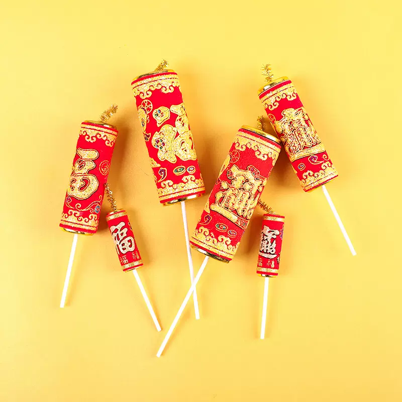 厂家直销蛋糕装饰 仿真宝福字立体鞭炮新春生日蛋糕插牌蛋糕插件