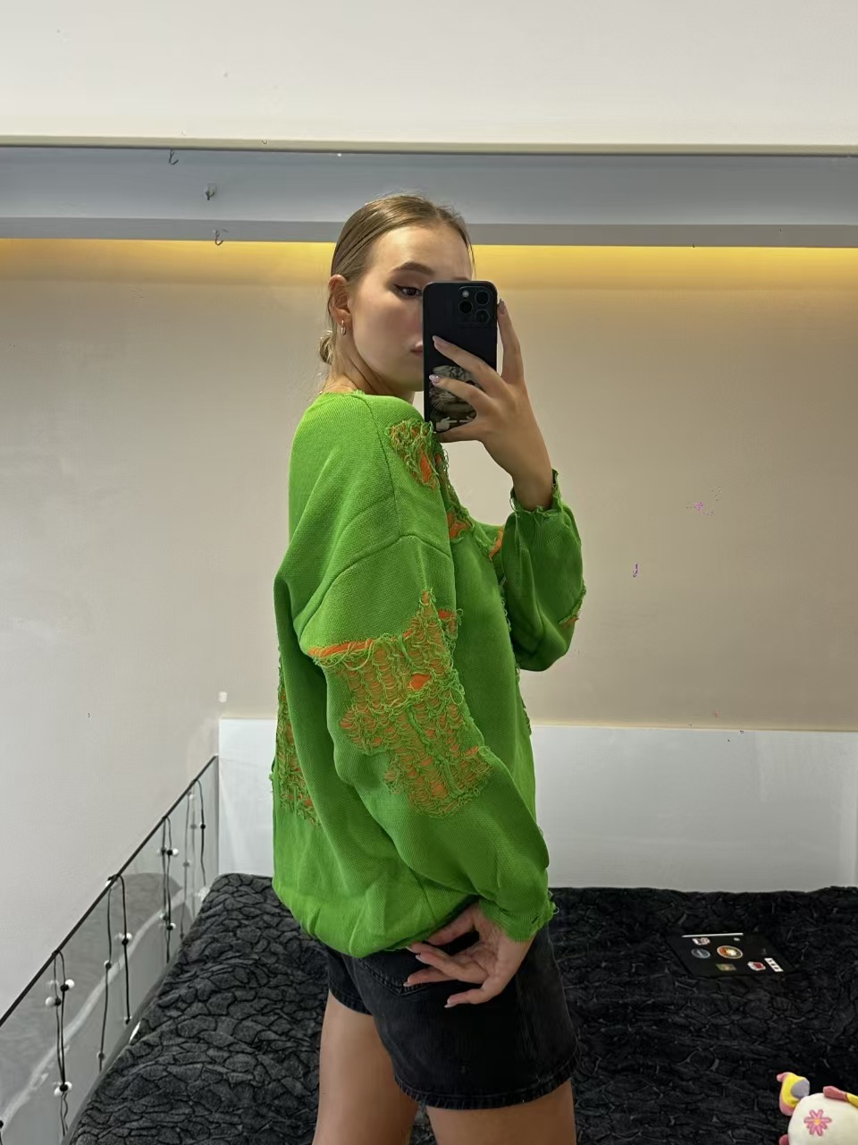 Sieviešu apģērbs Pulovers ar garām piedurknēm Ins Style Meiteņu top trikotāžas džemperis ikdienišķs brīvs, nobružāts džemperis_voghion.com