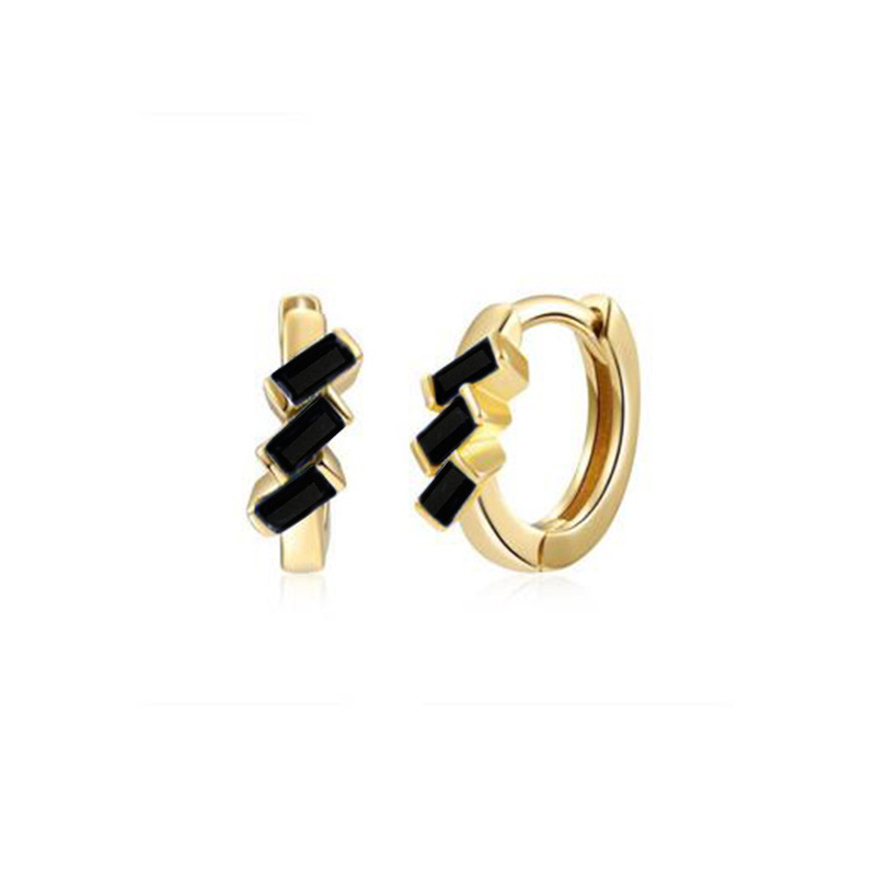 10g Weight PVD Coated Gold Plating Process 925 Sterling Silver Ear Needle Material 18K Real Gold Plated Plating Material Artificial Gemstones Inlay Material Earrings Classification Wedding, Travel Occasion Copper Material Geometric Pattern Women'S Gender Retro Style Fashion Black Zircon Geometric Round Copper Earrings 2