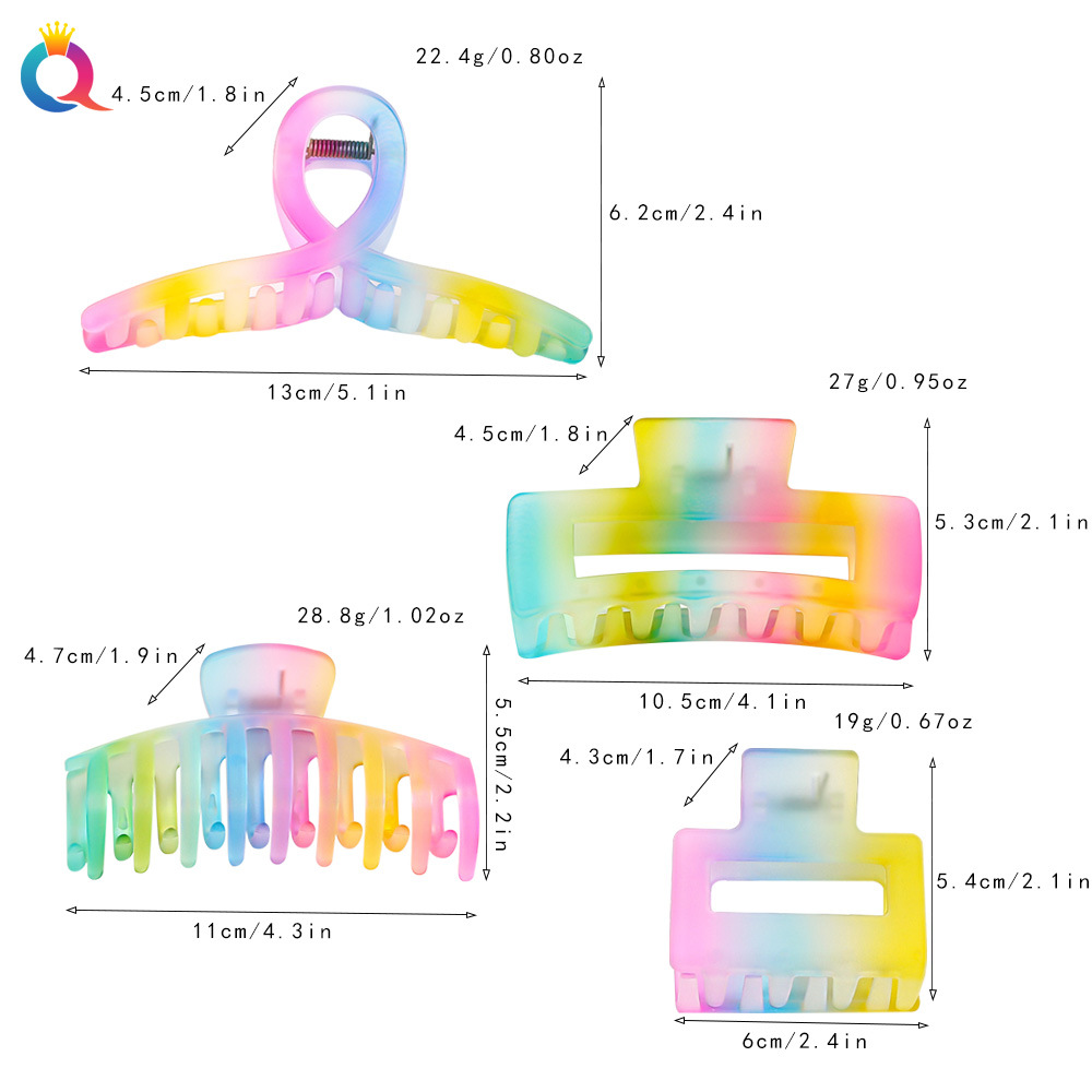 55g Weight Hair Claws Hair Accessories Type 1 Piece Quantity Holiday, Daily Occasion Plastic Material Rainbow Pattern Women's Gender Sweet, Simple Style Style Women's Sweet Simple Style Rainbow Plastic Hair Claws 8