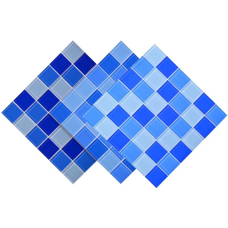 Фошань кристалл стеклянная мозаика завод прямых жилых инженерных три цвета синий бассейн мозаика стекла