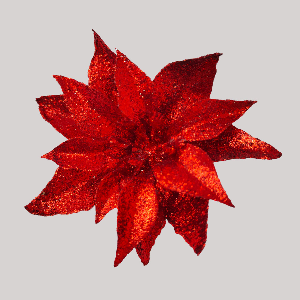 Polvo de oro de 9cm cabeza de flor de Navidad flor de simulación brillo flor de Navidad decoración de árbol de Navidad decoración de vacaciones accesorios de guirnalda