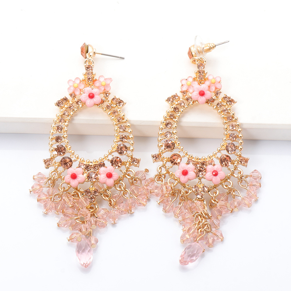 Mode Strass Longues Boucles D&#39;oreilles En Alliage Bohème Sculpté En Gros display picture 9