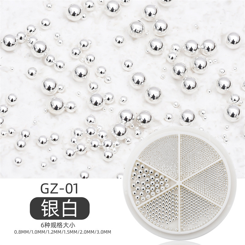 Joyería de uñas de perlas 2023 nuevos accesorios de decoración de uñas popular en línea redonda accesorios tridimensionales cuentas