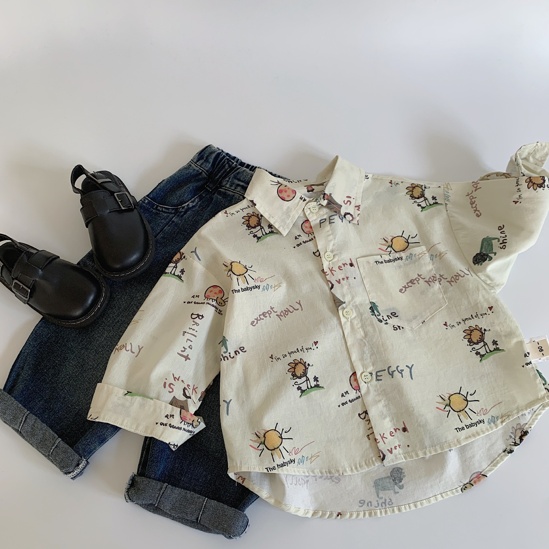 Camisas de niños Mai Bao 2025 primavera nuevo niño guapo y elegante niño con solapa camisa de algodón de manga larga