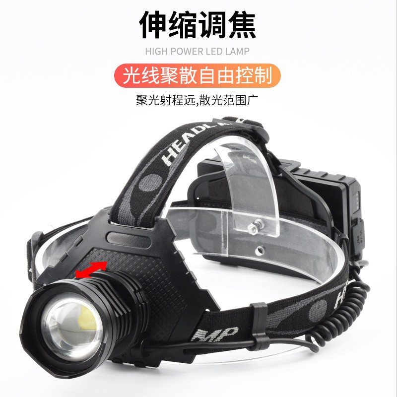 Transfronterizo de alta potencia P70 Faro de gran capacidad P50 faro USB recargable zoom exterior multifunción faro de luz fuerte