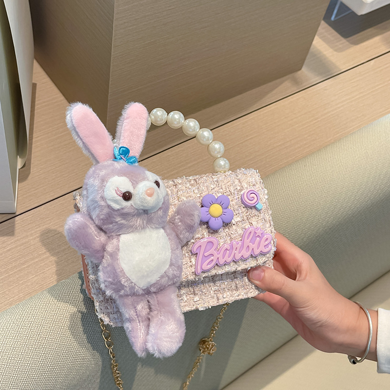 2023 nuevo bolso de los niños bolsa de hombro de conejo de dibujos animados estilo Chanel princesa bolsa perla portátil monedero bolsa