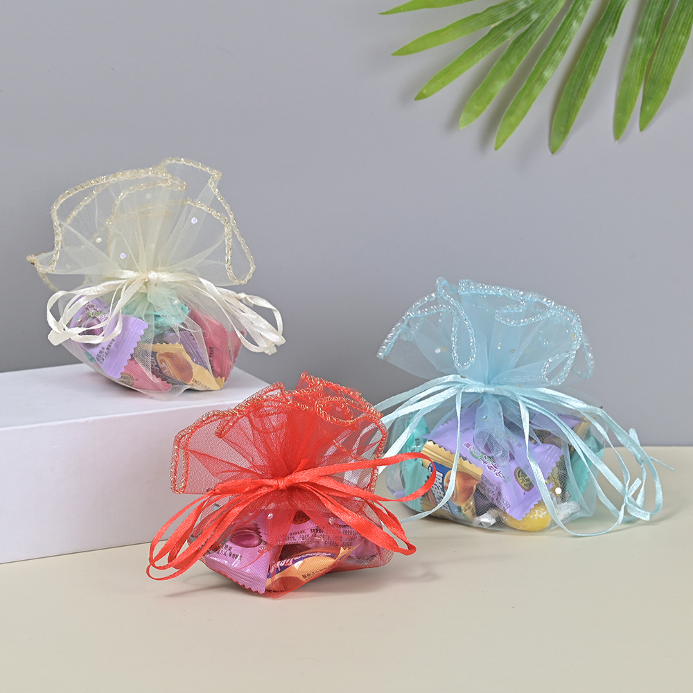 珍珠纱糖果包装袋西式婚礼喜糖袋糖果袋喜糖袋丝带束口纱布袋批发