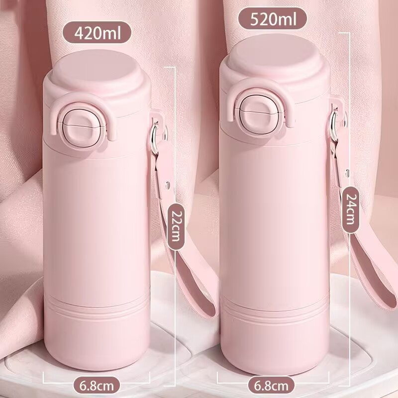 Hochkapazitäts-Isolierbecher mit Strohhalm für Schüler, tragbarer Doppeltrinkbecher, modernes Design für Herren und Damen