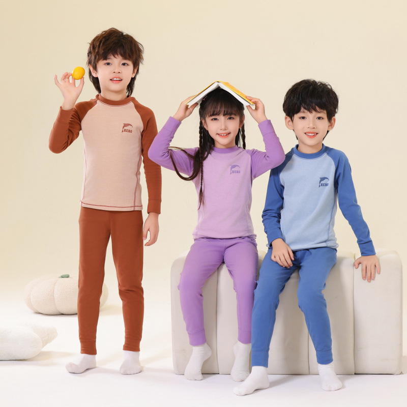 어린이 열 속옷 세트 소년 가을 옷과 바지 소녀 잠옷 가을과 겨울 새로운 스타일 중대형 어린이 가정 옷
