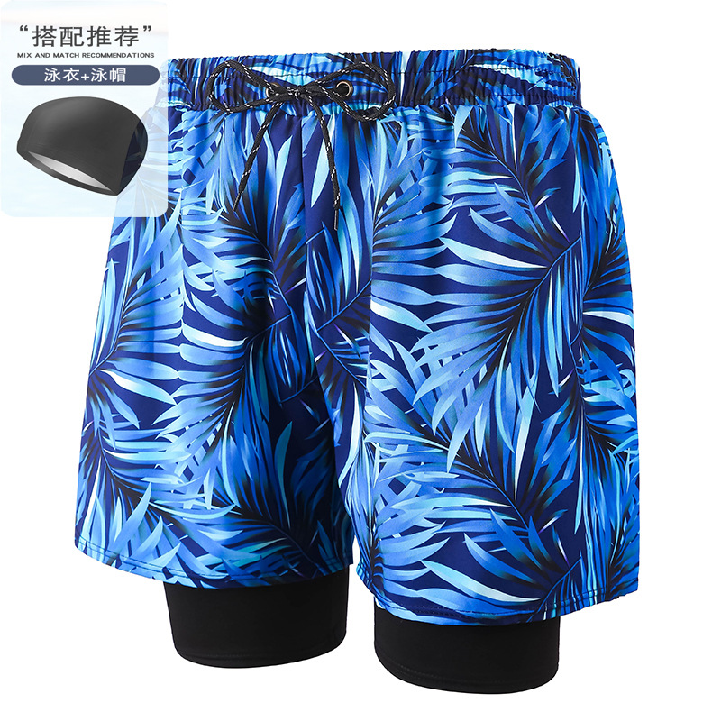 Blue Grass 001-1 Men's Swimming Trunks with Swimming Cap