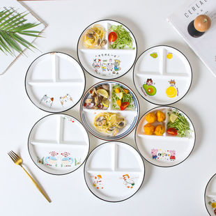 Japanese Creative Cartoon Divided Meal Plate Home Internet Celebrity One-Person Meal Plate Breakfast Plate Kidsren's Tableware Weidong