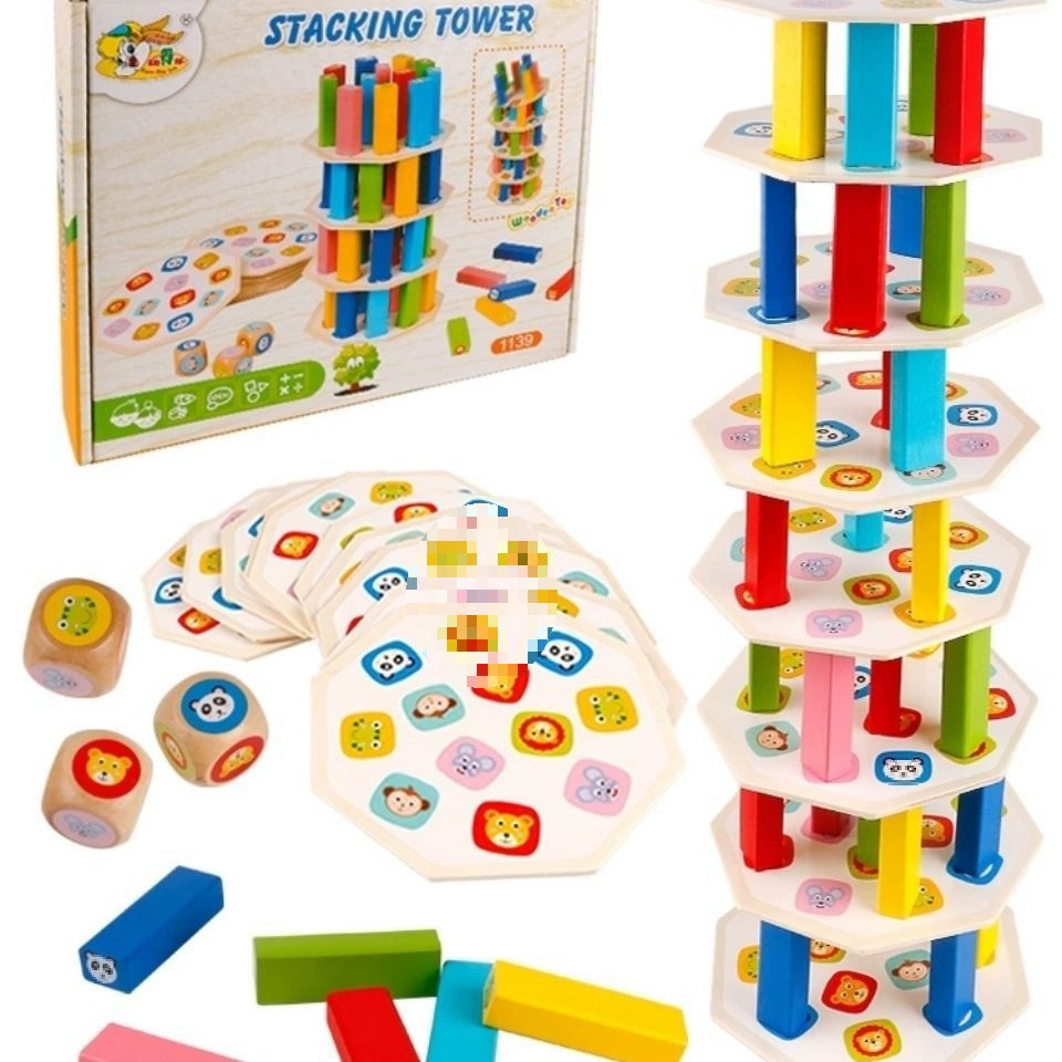 Tower, board game, wooden smart toy, Jenga, constructor, three-in-one