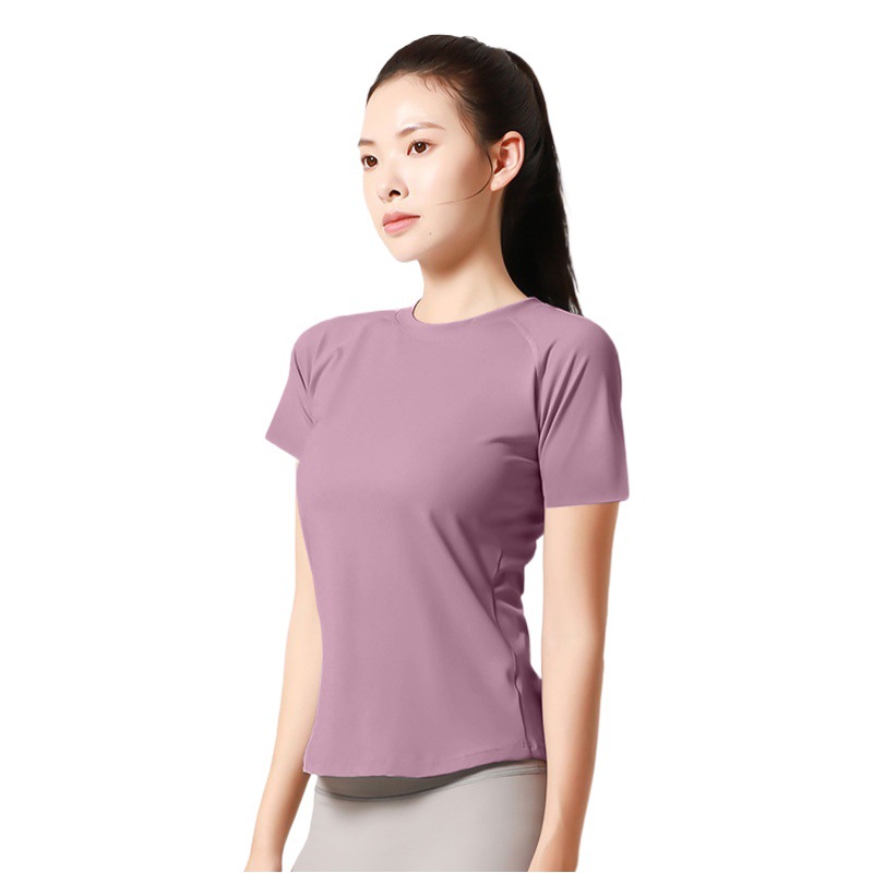 Juyitang back malla yoga manga corta pecho modelado secado rápido transpirable deportes fitness top mujer