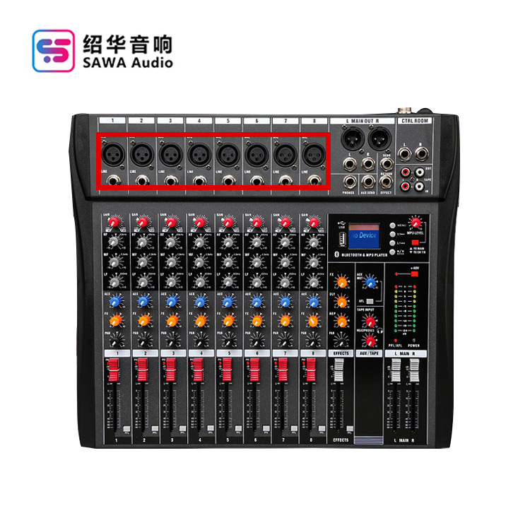 Mezclador profesional 6/8/12/16 etapa carretera banda de conferencia rendimiento pequeño portátil USB con Bluetooth Monitor DJ