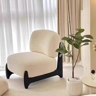 Nordic Retro Single Sofa Chair Wabi-Sabi Style Cashmere Ash Cream Style Single Chair Simple Lazy Leisure Chair
