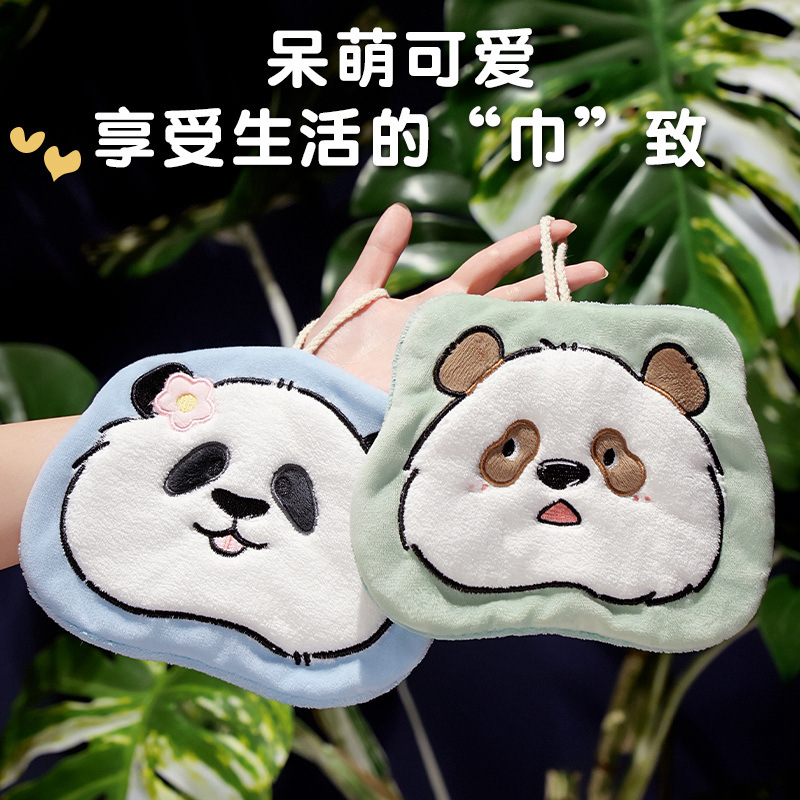 Panda lindos toallas de lana de coral siete niños flores colgantes toallas pequeñas súper absorbentes de agua secado rápido toallas cuadradas para niños