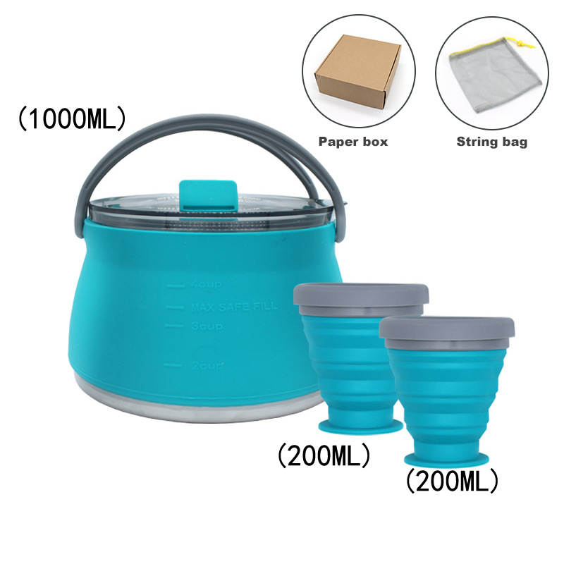 Acampar al aire libre utensilios de cocina traje plegable hervidor de silicona taza de café portátil auto-conducción Tour Amazon combinación