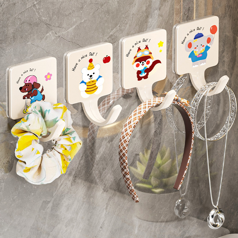 Dopamine Cartoon Punch-Free Sticky Hook Strong Traceless Hook Home Wall-Mounted Bathroom Bedroom Storage Hook Dopamine Cartoon Punch-Free Sticky Hook Strong Traceless Hook Home Wall-Mounted Bathroom Bedroom Storage Hook