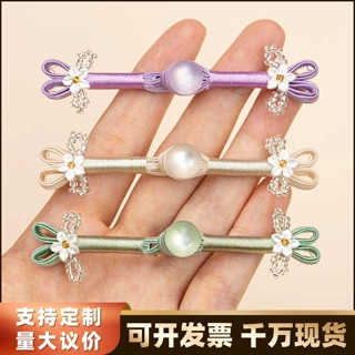 新中式旗袍盘扣扣子手工编织燕尾玉石一字扣复古唐装装饰辅料配件