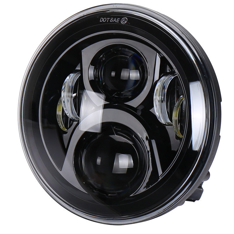 7inch Harley Wrangler Headlight 6-Bead 60W Modified Off-Road Motorcycle Led Headlight with Angel Eye White and Yellow