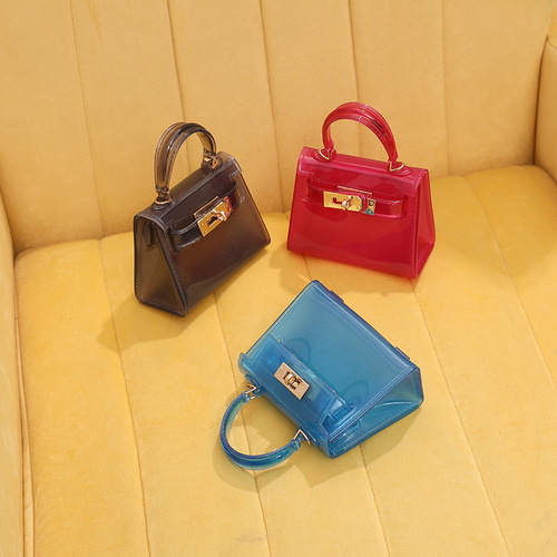 Shiling bag transparent jelly bag Kelly bag  new women's crossbody bag diy small bag pvc chain bag