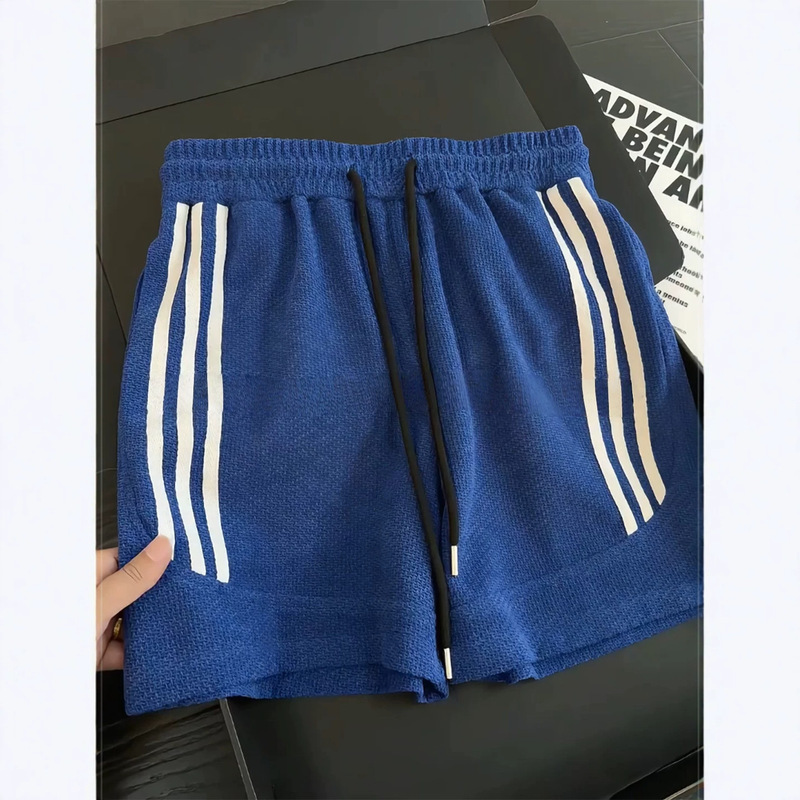 Dragon Scale Pattern High-End Klein Blue Shorts for Men, Summer Thin Striped Pants with a Stylish Design, Sports Quarter-Length Shorts Dragon Scale Pattern High-End Klein Blue Shorts for Men, Summer Thin Striped Pants with a Stylish Design, Sports Quarter-Length Shorts