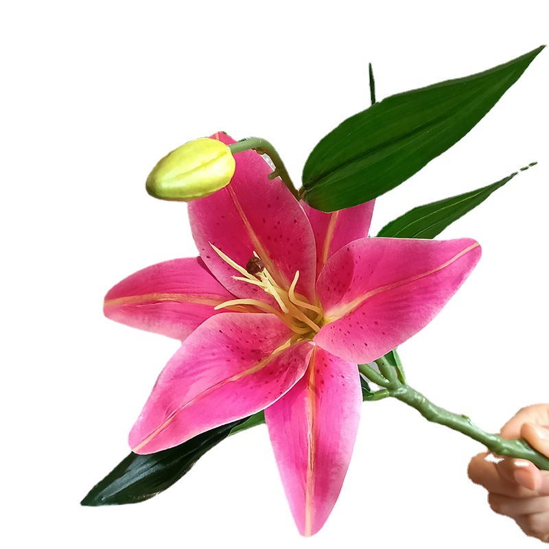 Wholesale Single Film Hand Feeling Artificial Flower Lily Wedding Home Furnishing Photography Decoration Decoration Landscape Plant Fake Flower